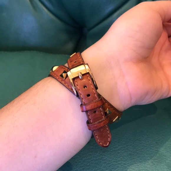Michael Kors Runway Rose Dial Brown Leather Watch